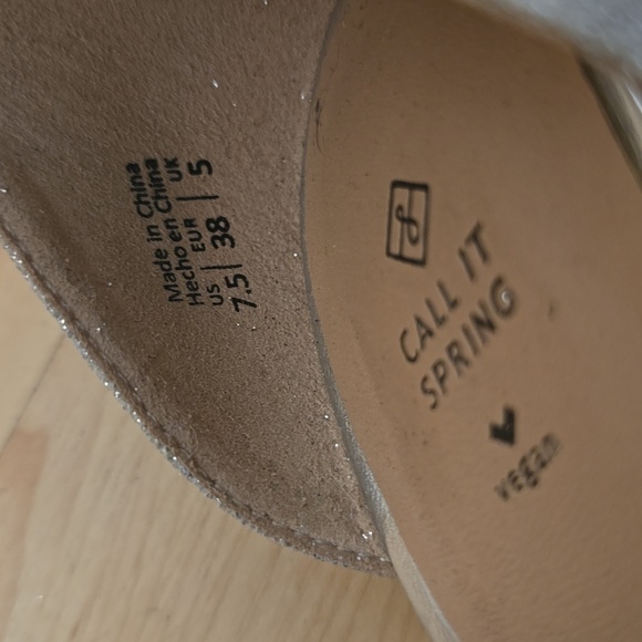 Call It Spring Vegan Open Toe Ankle Strap Silver High Heels Size 7.5 - Picture 5 of 9